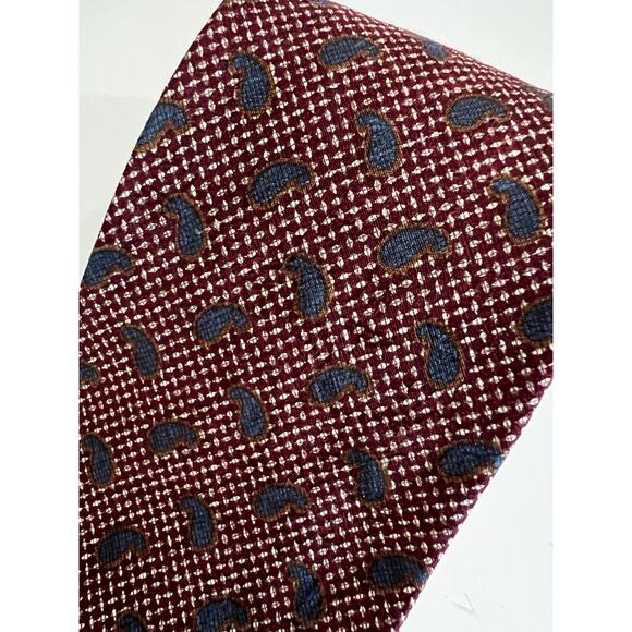 Embassy Row Men's Silk Neck Tie Hand Sewn Made in USA Brown Blue Paisley JL - Picture 2 of 8